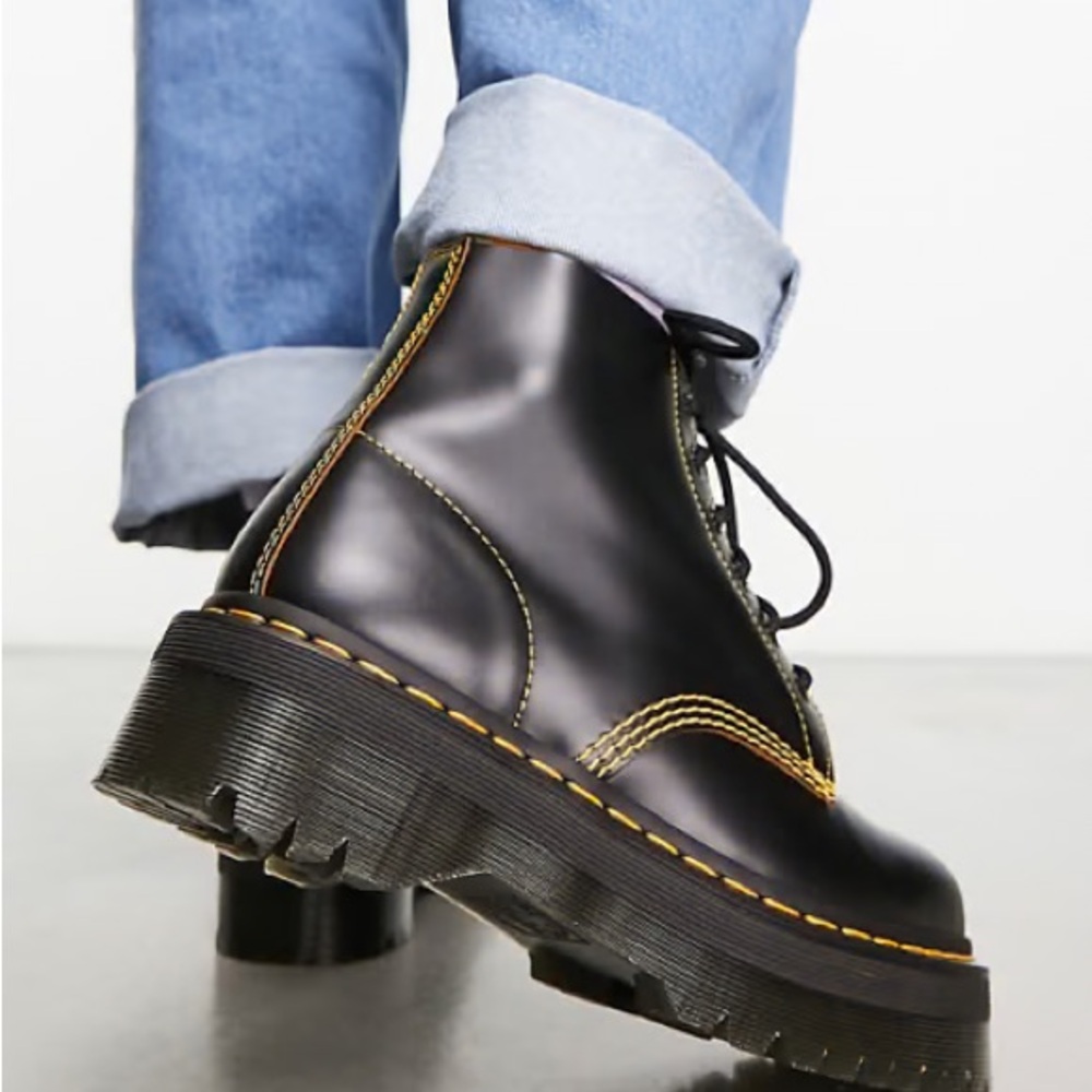 Dr Martens 101 ub quad 6 eye boots black vintage smooth leather
